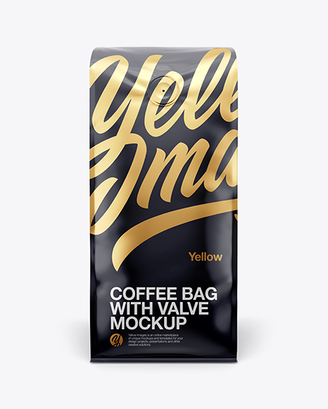 16oz Glossy Coffee Bag Mockup - Front View