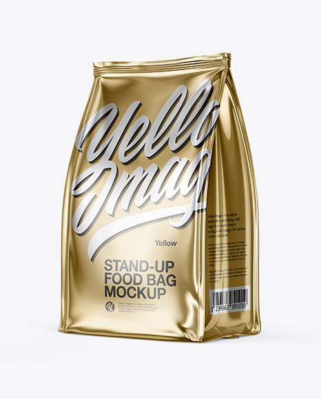 Metallic Food Bag Mockup - Half Side View