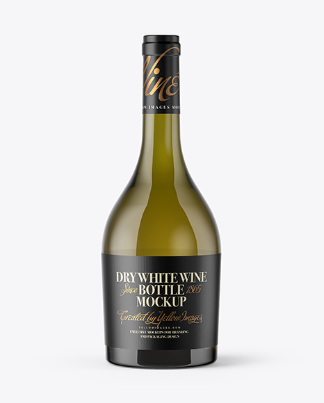 Antique Green Glass Bottle With White Wine Mockup