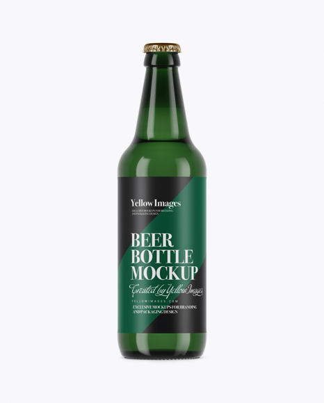 Green Glass Lager Beer Bottle Mockup