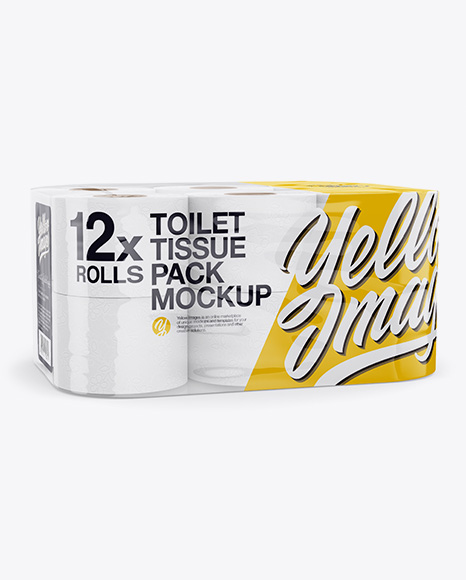 12x Toilet Tissue Pack Mockup - Half Side View