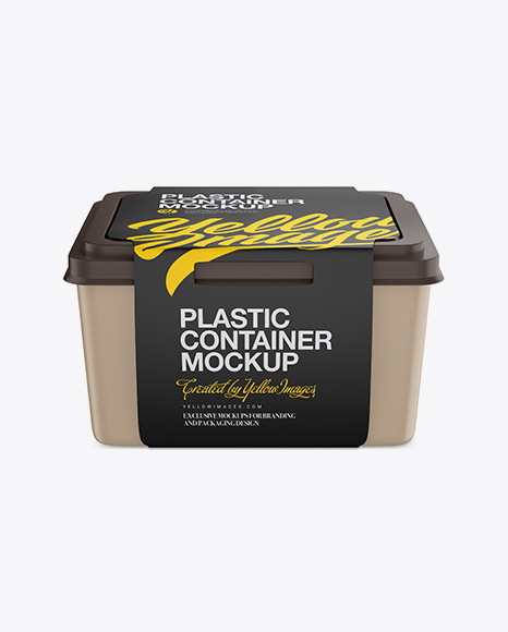 Matte Plastic Container With Paper Label Mockup - Front View