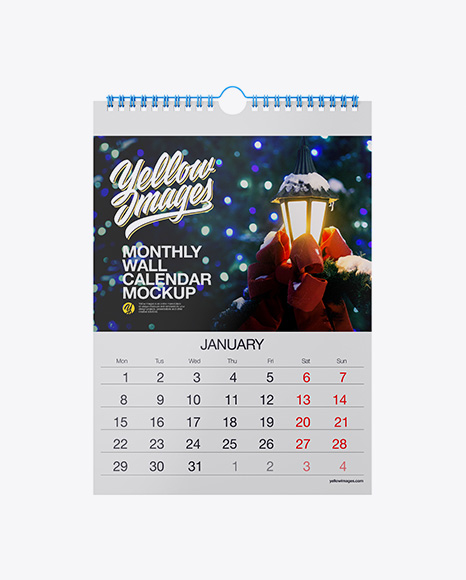 Monthly Wall Calendar Mockup - Front View