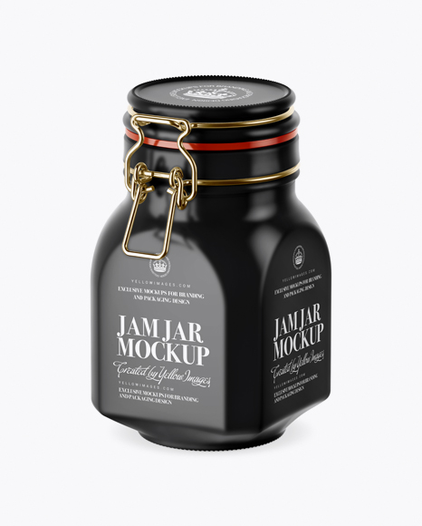900ml Matte Ceramic Jam Jar w/ Clamp Lid Mockup - Half Side View