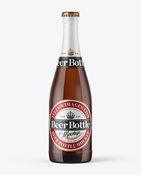 500ml Amber Beer Bottle Mockup