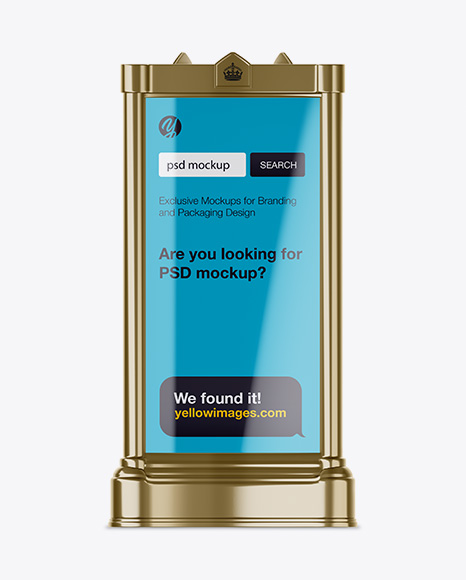 Advertising Poster Pillar with Glossy Poster Mockup - Front View