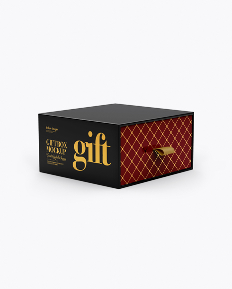 Glossy Gift Box Mockup - Half Side View