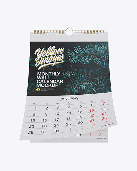 Textured Monthly Wall Calendar Mockup - Front View