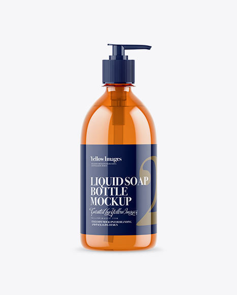 Orange Liquid Soap Bottle with Pump Mockup