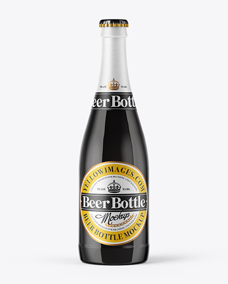500ml Amber Glass Stout Beer Bottle Mockup