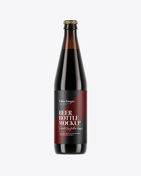 Amber Glass Bottle With Stout Beer Mockup