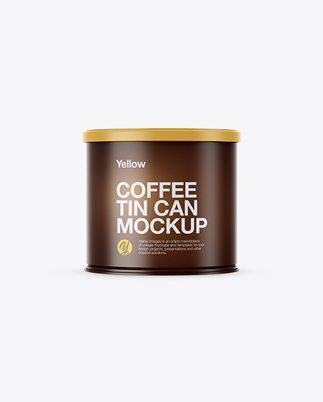 Matte Coffee Tin Can Mockup - Front View