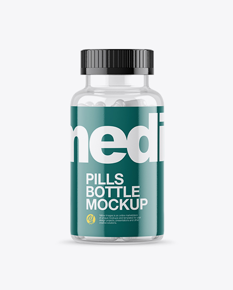 Clear Bottle With White Pills Mockup