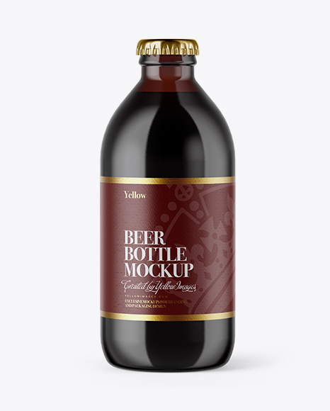 Dark Amber Beer Bottle Mockup