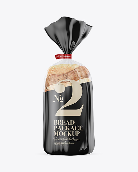 Glossy Transparent Bread Package With Clip Mockup