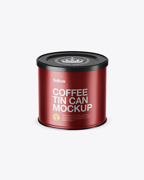 Matte Metallic Coffee Tin Can Mockup (High-Angle Shot)