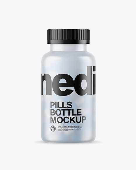 Frosted Bottle With Pills Mockup