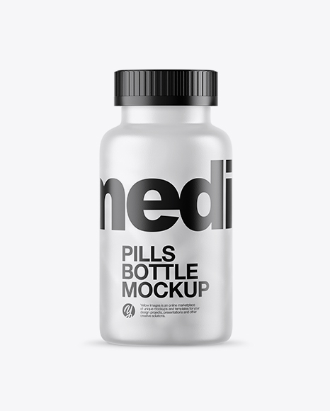 Frosted Bottle With White Pills Mockup