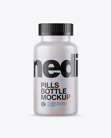 Frosted Bottle With Red/Blue Pills Mockup