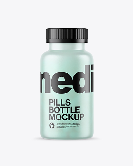 Frosted Bottle With Pills Mockup
