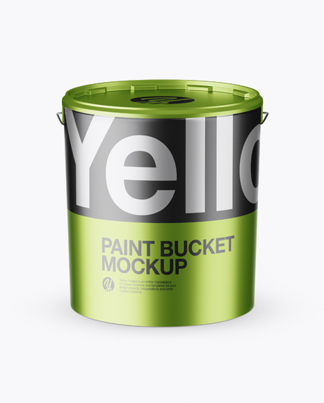 Metallic Paint Bucket Mockup (High-Angle Shot)