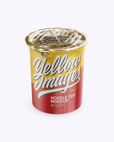 Noodle Cup With Foil Lid & Film Mockup (High-Angle Shot)