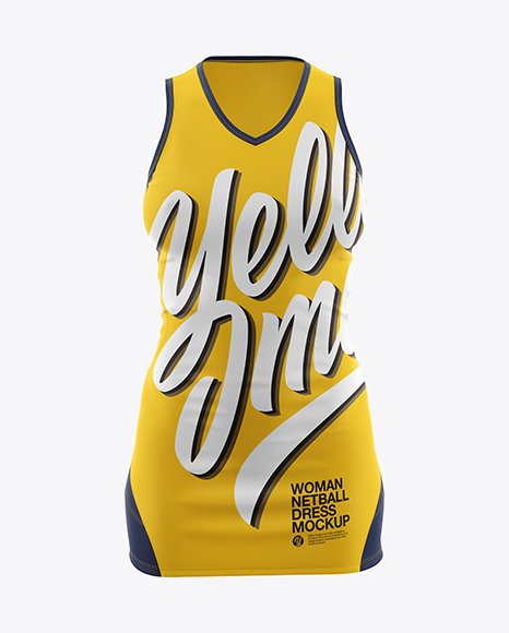 Netball Dress With V-Neck HQ Mockup - Front View