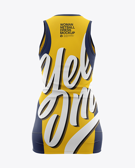 Netball Dress With V-Neck HQ Mockup - Back View