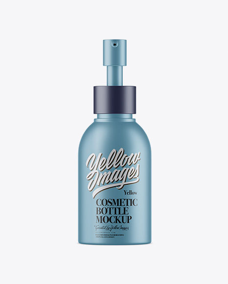 Matte Metallic Cosmetic Bottle With Pump Mockup - Front View