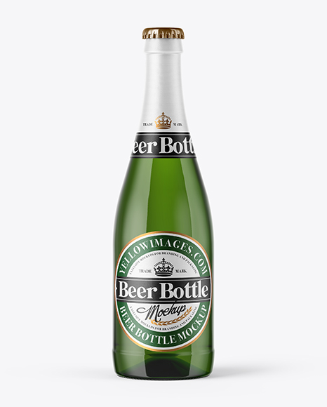 500ml Green Glass Beer Bottle Mockup
