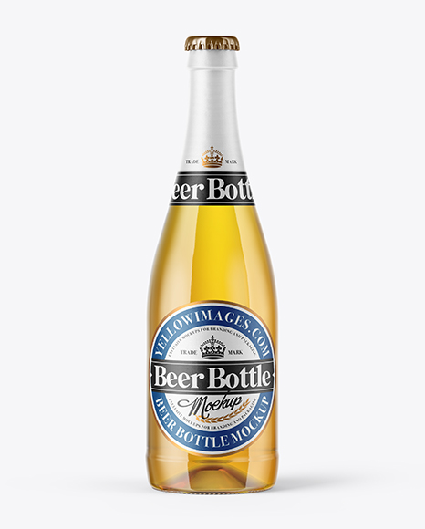 500ml Clear Glass Lager Beer Bottle Mockup