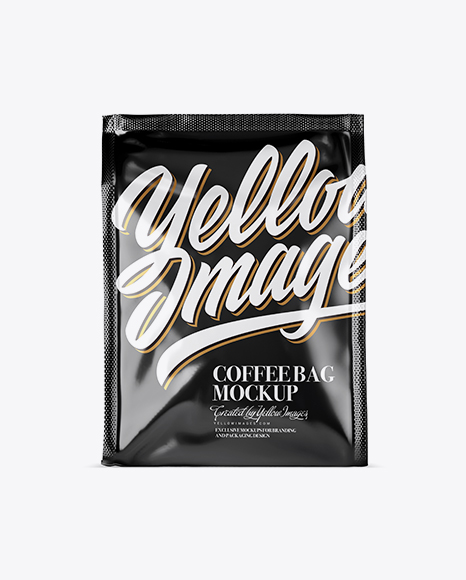 Glossy Coffee Bag Mockup - Front View