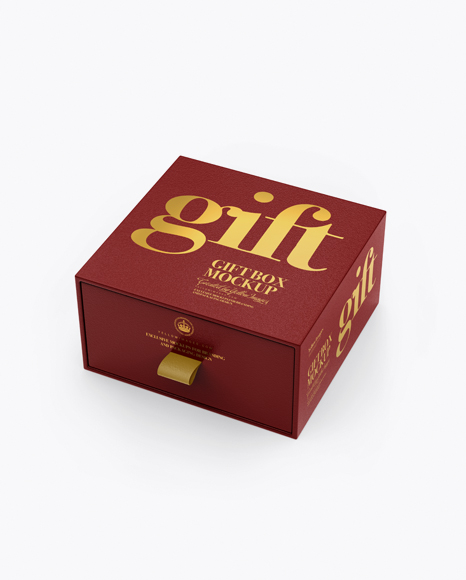 Textured Gift Box Mockup - Half Side View (High-Angle Shot)
