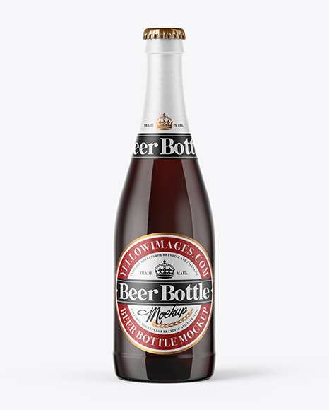 500ml Amber Glass Bottle With Red Ale Mockup