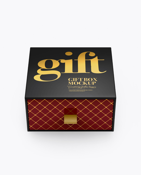 Glossy Gift Box Mockup (High-Angle Shot)