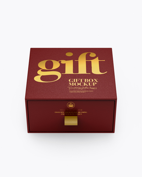 Textured Gift Box Mockup (High-Angle Shot)