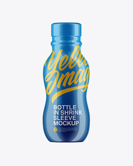 Plastic Bottle In Glossy Shrink Sleeve Mockup