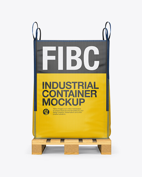 Wooden Pallet With FIBC Big Bag Mockup - Front View