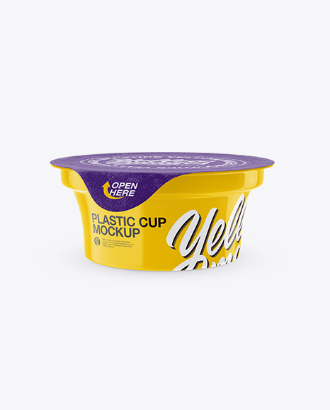 Glossy Plastic Cup With Foil Lid Mockup (High-Angle Shot)
