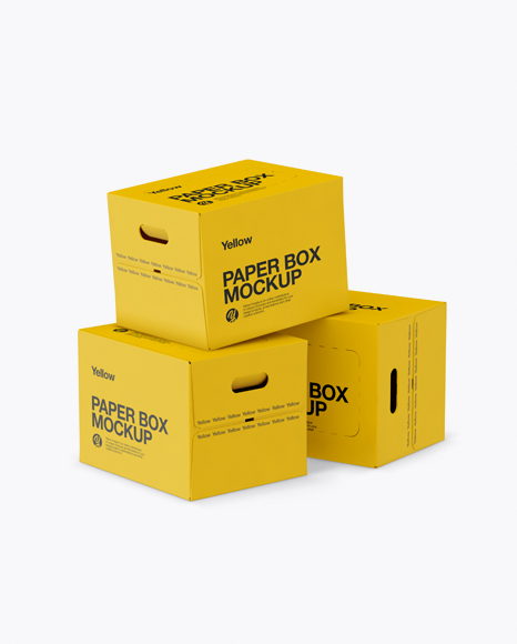 Three Glossy Paper Boxes Mockup