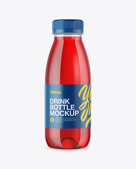Clear Bottle with Raspberry Juice Mockup
