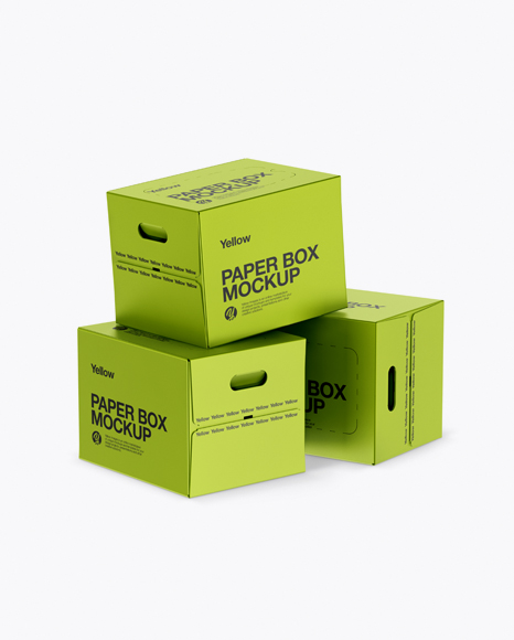 Three Metallic Paper Boxes Mockup