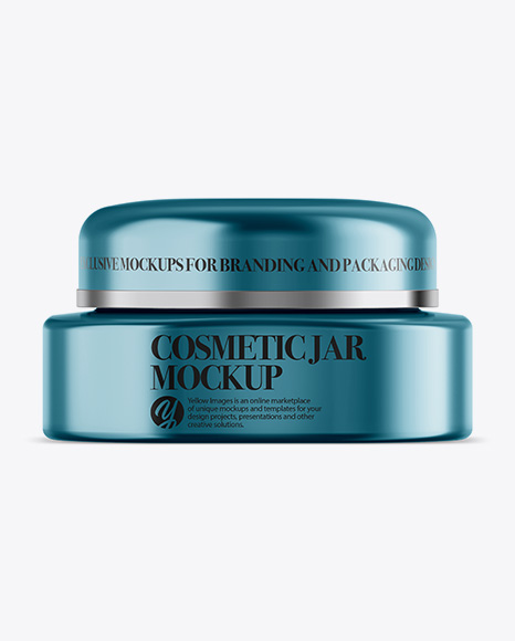 Metallic Square Cosmetic Jar Mockup - Front View