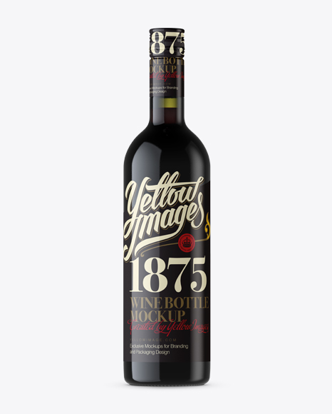 Antique Green Bottle with Red Wine Mockup - Front View
