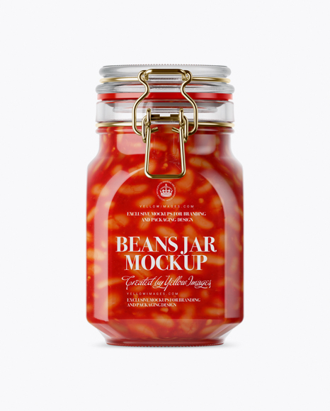900ml Beans Glass Jar w/ Clamp Lid Mockup