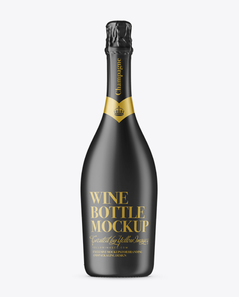 Matte Champagne Bottle Mockup - Front View