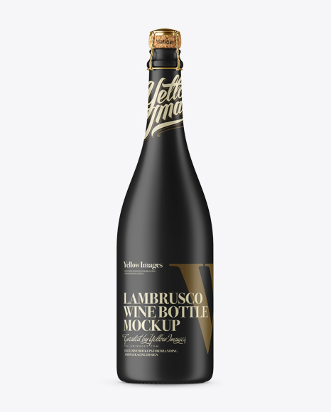 Black Matte Lambrusco Wine Bottle Mockup