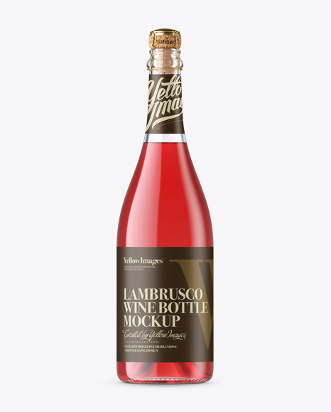 Lambrusco Bottle w/ Pink Wine Mockup
