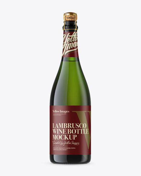 Green Glass Lambrusco Wine Bottle Mockup