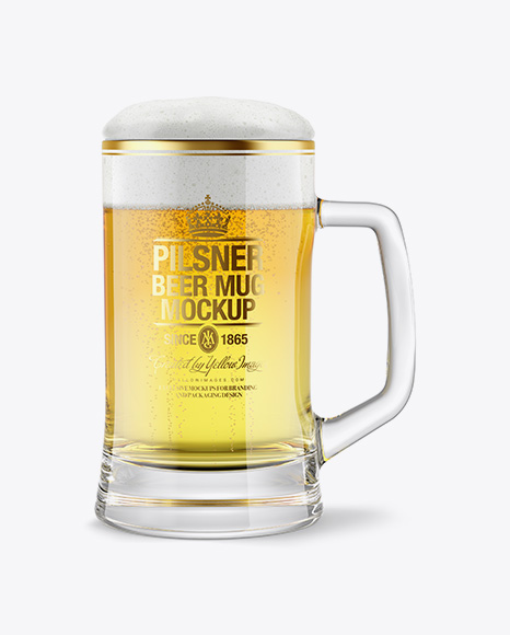 Tankard Glass Mug with Pilsner Beer Mockup